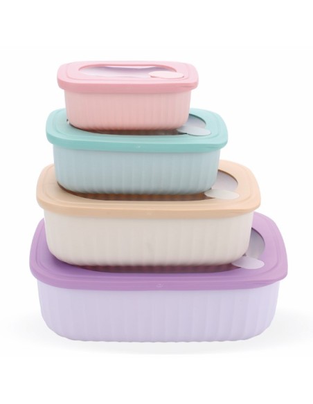 HAIZEA by Martín Berasategui - Set 4 envases rectangulares con tapa hermética soft color