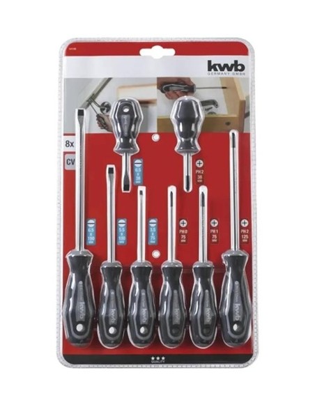 JUEGO 8 DESTORNILLADORES CROMO VANADIO 49141195 KWB