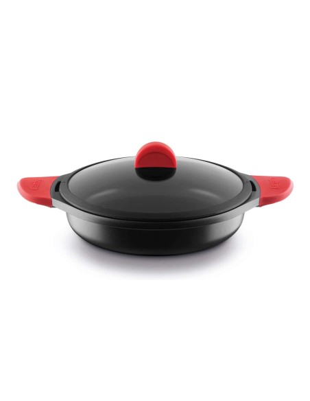 Cacerola Baja Castey Induction Antiadherente de Aluminio Fundido con Tapadera y Asas Integradas de Silicona