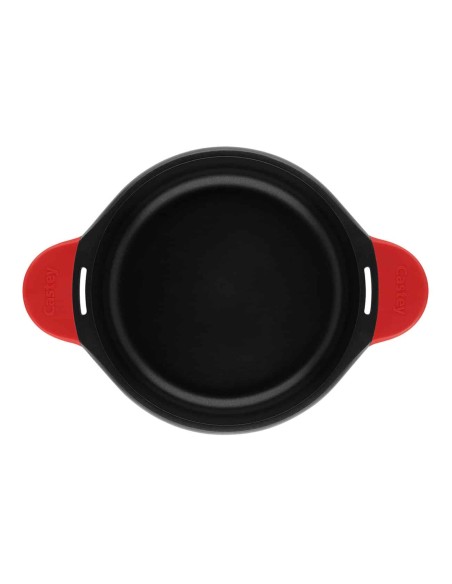 Cacerola Baja Castey Induction Antiadherente de Aluminio Fundido con Tapadera y Asas Integradas de Silicona