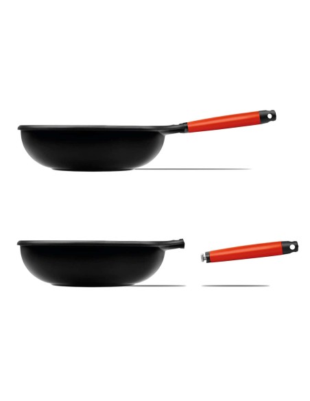 Wok Castey Induction Antiadherente de Aluminio Fundido con Mango Desmontable