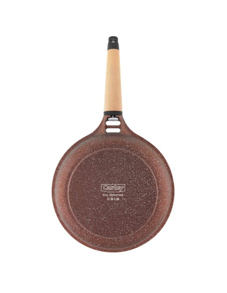 Sartén Castey Terracota de Aluminio Fundido con Antiadherente con Relieve y Mango Desmontable