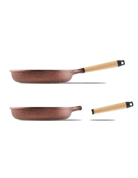 Sartén Castey Terracota de Aluminio Fundido con Antiadherente con Relieve y Mango Desmontable