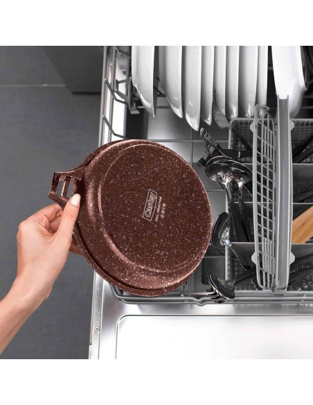 Sartén Castey Terracota de Aluminio Fundido con Antiadherente con Relieve y Mango Desmontable