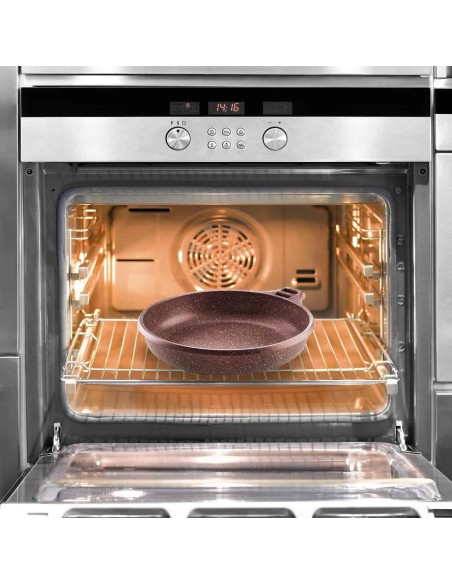 Sartén Castey Terracota de Aluminio Fundido con Antiadherente con Relieve y Mango Desmontable