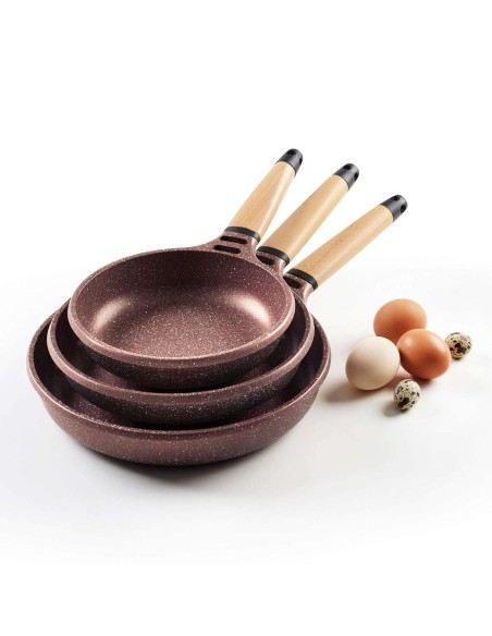 Sartén Castey Terracota de Aluminio Fundido con Antiadherente con Relieve y Mango Desmontable
