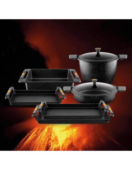 Asador Bandeja Castey Vulcano de Aluminio Fundido con Antiadherente con Relieve y Asas Integradas de Silicona - Full induction