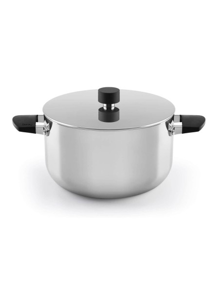 Cacerola Media Castey Baltic de Acero Inoxidable Tricapa con Tapadera y Asas Integradas de Silicona