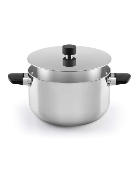 Cacerola Media Castey Baltic de Acero Inoxidable Tricapa con Tapadera y Asas Integradas de Silicona