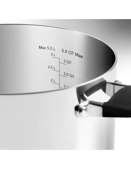 Cacerola Media Castey Baltic de Acero Inoxidable Tricapa con Tapadera y Asas Integradas de Silicona
