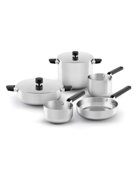 Cacerola Media Castey Baltic de Acero Inoxidable Tricapa con Tapadera y Asas Integradas de Silicona