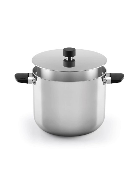 Cacerola Alta Castey Baltic de Acero Inoxidable Tricapa con Tapadera y Asas Integradas de Silicona