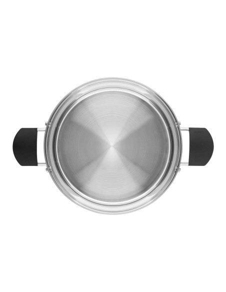 Cacerola Alta Castey Baltic de Acero Inoxidable Tricapa con Tapadera y Asas Integradas de Silicona