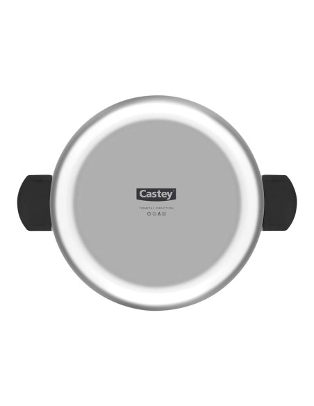 Cacerola Alta Castey Baltic de Acero Inoxidable Tricapa con Tapadera y Asas Integradas de Silicona
