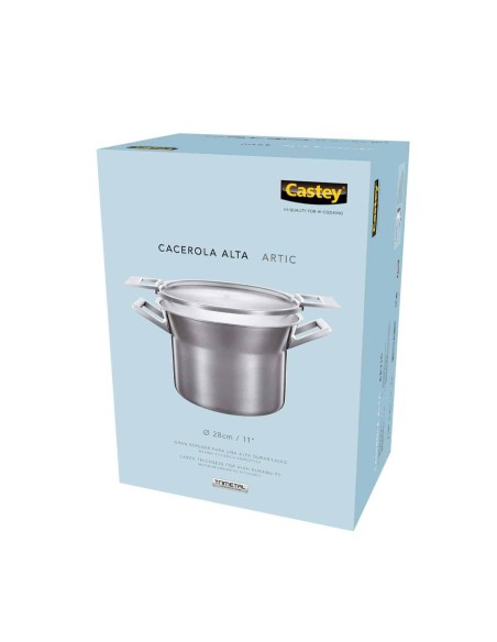 Cacerola Alta Castey Artic de Acero Inoxidable Tricapa con Tapadera Reversible