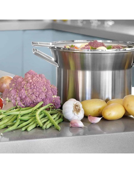 Cacerola Alta Castey Artic de Acero Inoxidable Tricapa con Tapadera Reversible