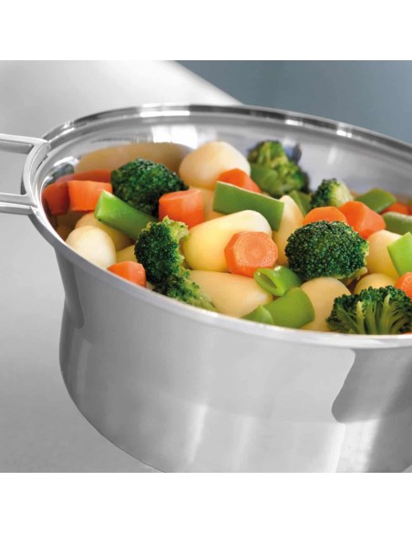 Cacerola Media Castey Artic de Acero Inoxidable Tricapa con Tapadera Reversible