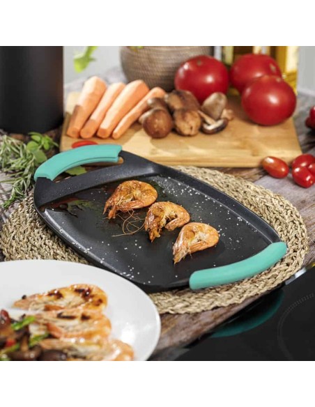 Plancha de Asar Castey Aquamarine de Aluminio Fundido con Antiadherente libre PFOA