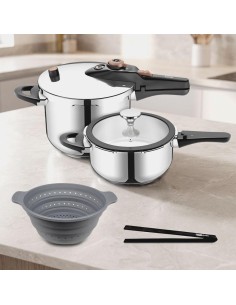 SET DUO OLLA PRESION NOVA CASTEY + PINZA + VAPORERA