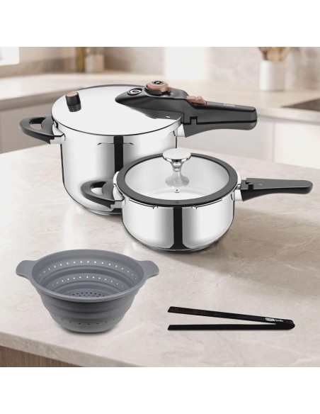 SET DUO OLLA PRESION NOVA CASTEY + PINZA + VAPORERA