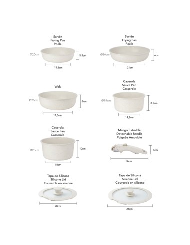 Batería de cocina de 8 piezas