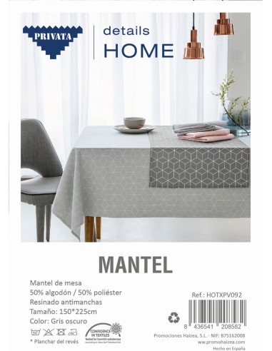 PRIVATA - Mantel Antimanchas 150*225 cm Gris Oscuro