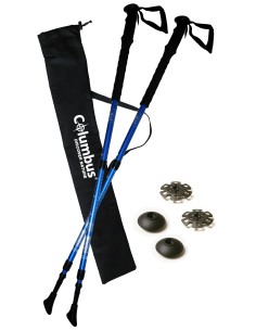 Columbus - Set 2 bastones trekking telescópicos de alumínio azules