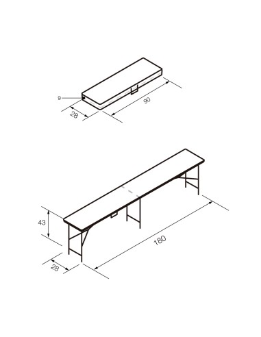 GARDIUN - Banco Plegable Portátil Resina New Koln 180x28x43 cm
