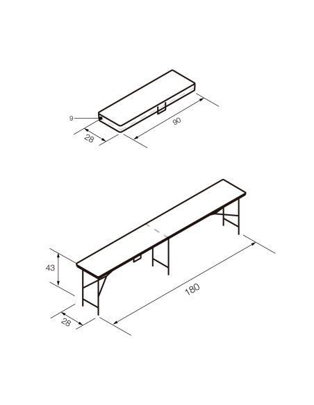 GARDIUN - Banco Plegable Portátil Resina New Koln 180x28x43 cm