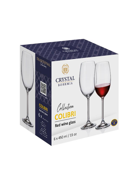 CRYSTALEX - Copa de cristal Bohemia Colibri 580 ml, 6 ud.