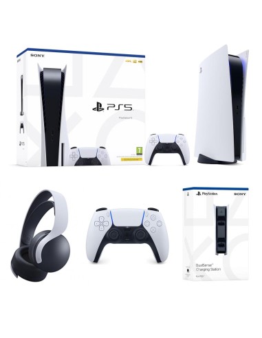 Set C PS5 (Chasis C)+PS5 Dualsense Control+PS5 Pulse 3D wireless+PS5 Dualsense charging station